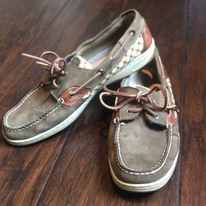 Sperry Angelfish Olive Plaid Top Sider